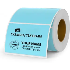 Blue Direct Thermal Labels Vinyl 3 x 2 Inch Self-Adhesive Rectangle Stickers Roll  Printer  Name Tag for QR Code DIY Office Address 500 count