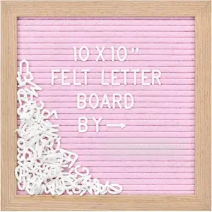 Felt Letter Board with 294 Letters, Numbers & Symbols - 10 x 10 inch Changeable Message Board with Wooden Frame Wall Mount Hook,  &