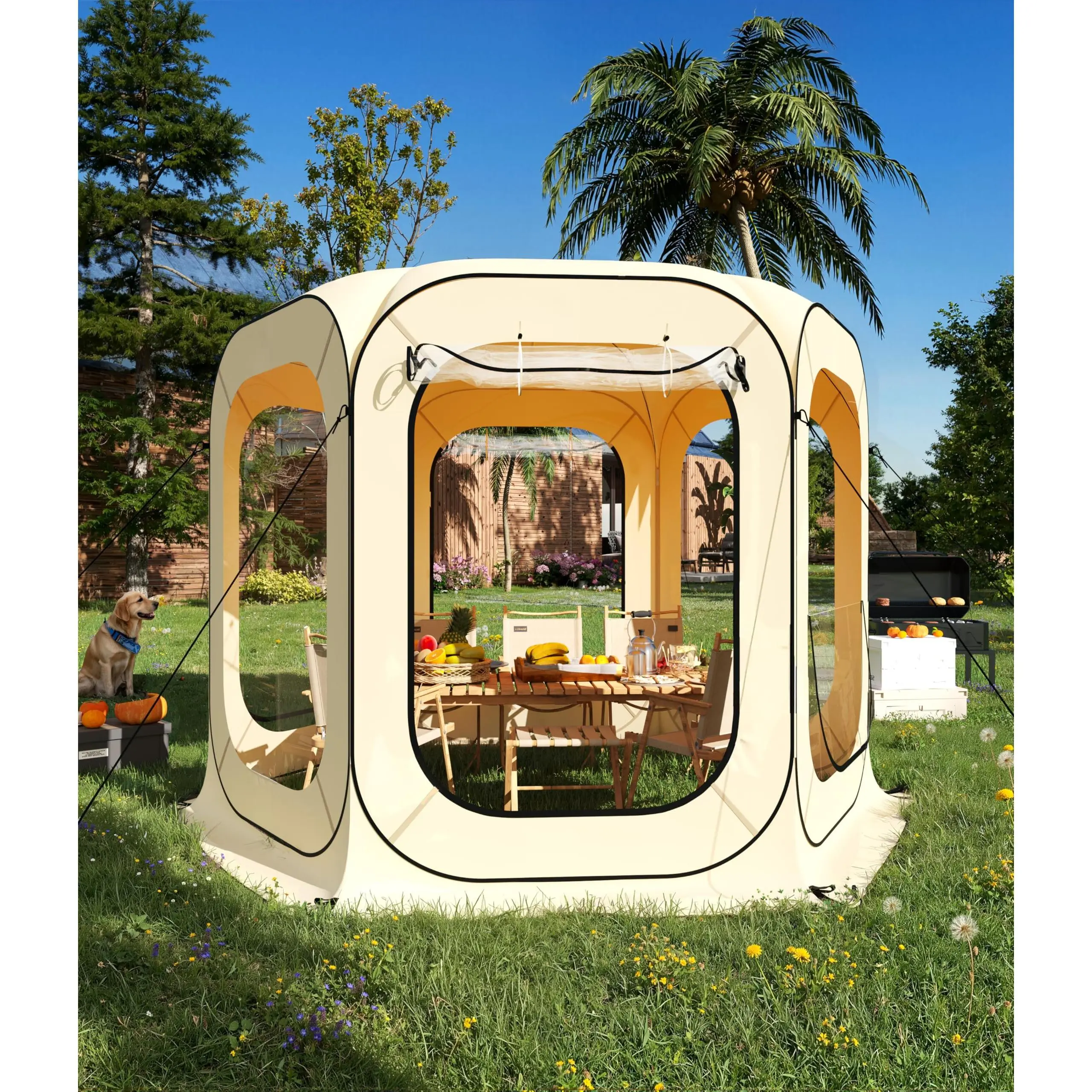 Garvee 10 FT Clear Pop Up Bubble Tent, All Weather Waterproof Instant Outdoor Shelter, Transparent Sun Shade Tent with Carry Bag, Easy Setup for Patio, Backyard, Deck & Outdoor Activities