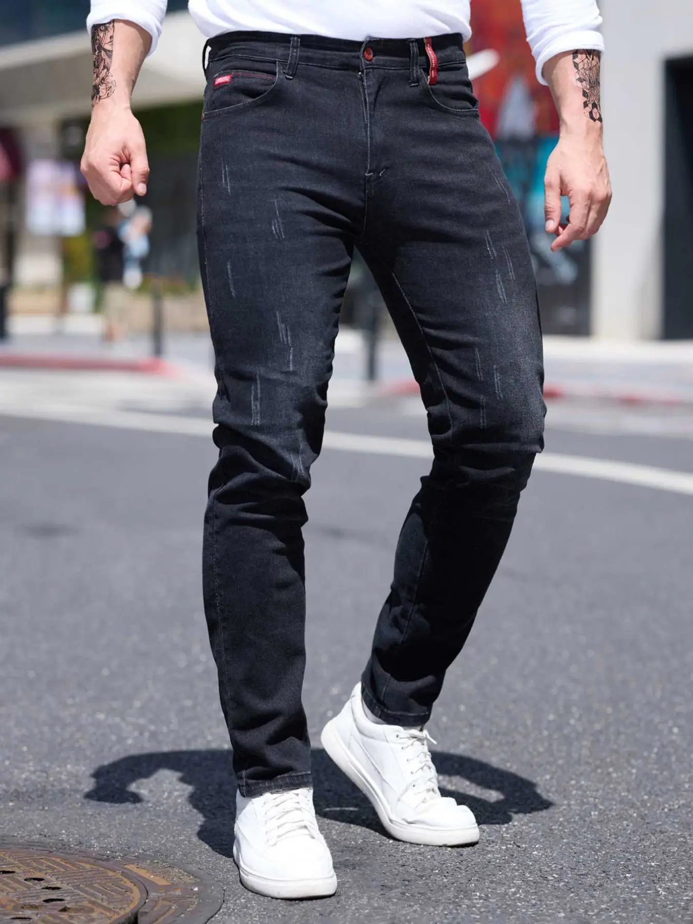 Men's Fashion Casual Denim Slim Fitting Jeans, 2026 Spring Summer Washed Micro-Elastic Casual Pocket Streetwear, Long Pants, Classic Comfortable Skin-Friendly Jeans for Men