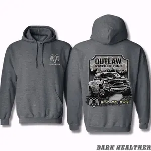 RAM Hoodie – Outlaw State of Mind Graphic, Camo Mountain Truck Design Sweatshirt, Gift for Pickup Enthusiasts, Unisex Fit for Men and Women