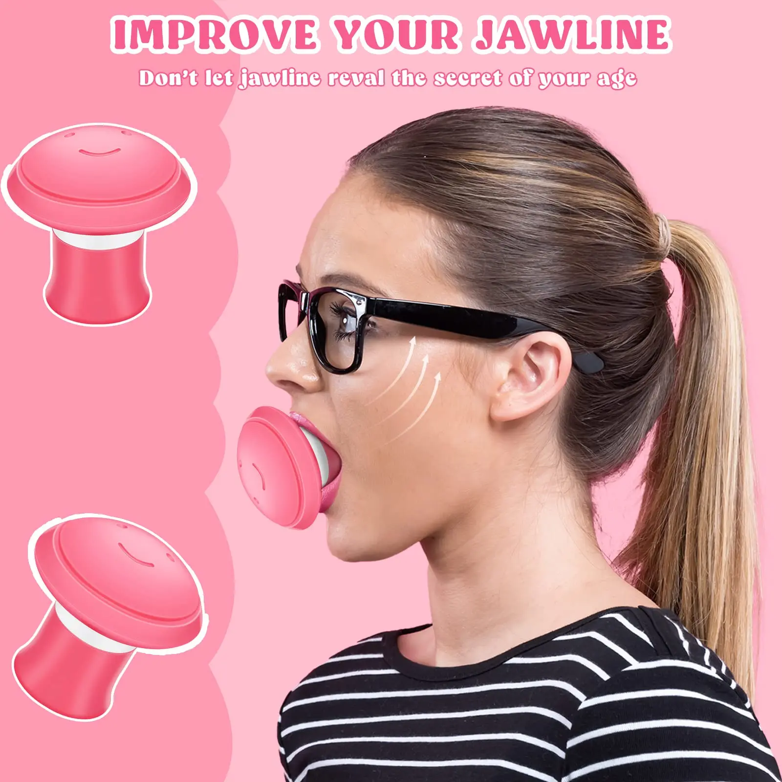 3PCS Silicone Facial Jawline Shaper Set, Gentle Daily Tightening Tool - Skin Firming, Anti-Wrinkle V-Shape Double Chin Slimmer, Mouth & Breathing Exercise Device for Versatile Use-BY
