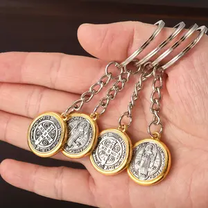 5pcs Of Retro Alloy Order Of Benedict Keychain, Zinc Alloy Keychain Bag Pendant,Exquisite Gifts for Relatives And Friends