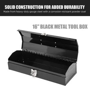 Portable Steel Tool Box with Metal Latches - 16" Portable Hip Roof Design for Car, Truck, Tractor & Home Use