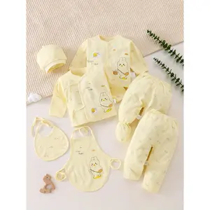 Newborn Set 0-3 Months, Four Seasons Baby Outfit with 2 Tops + 2 Pants + Hat Bib, Baby'S First Month, Outdoor