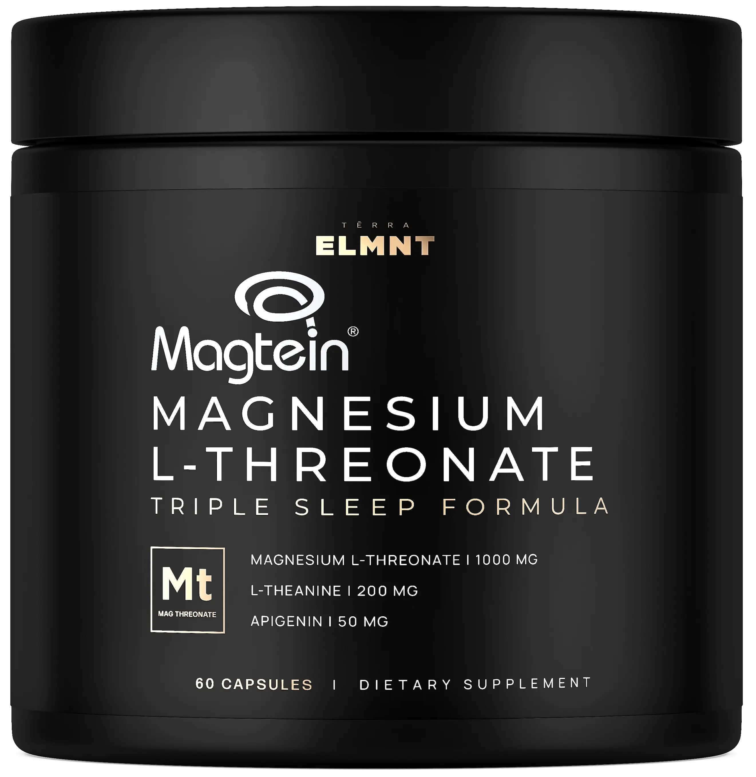 TERRA ELMNT Magnesium L-Threonate Sleep Support | Supports calm & restful sleep | Magtein magnesium with theanine & apigenin capsules
