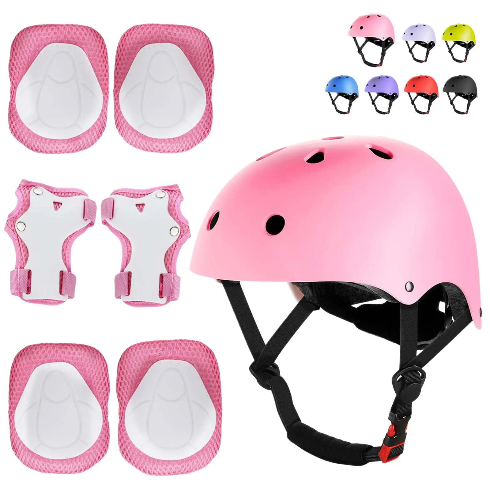 Kids Outdoor Sports Helmet & Protective Gear Set for 6-12 Year-Olds, Including Knee Pads, Elbow Pads, Wrist Guards for Children's Bike, Skateboard Skateboarding