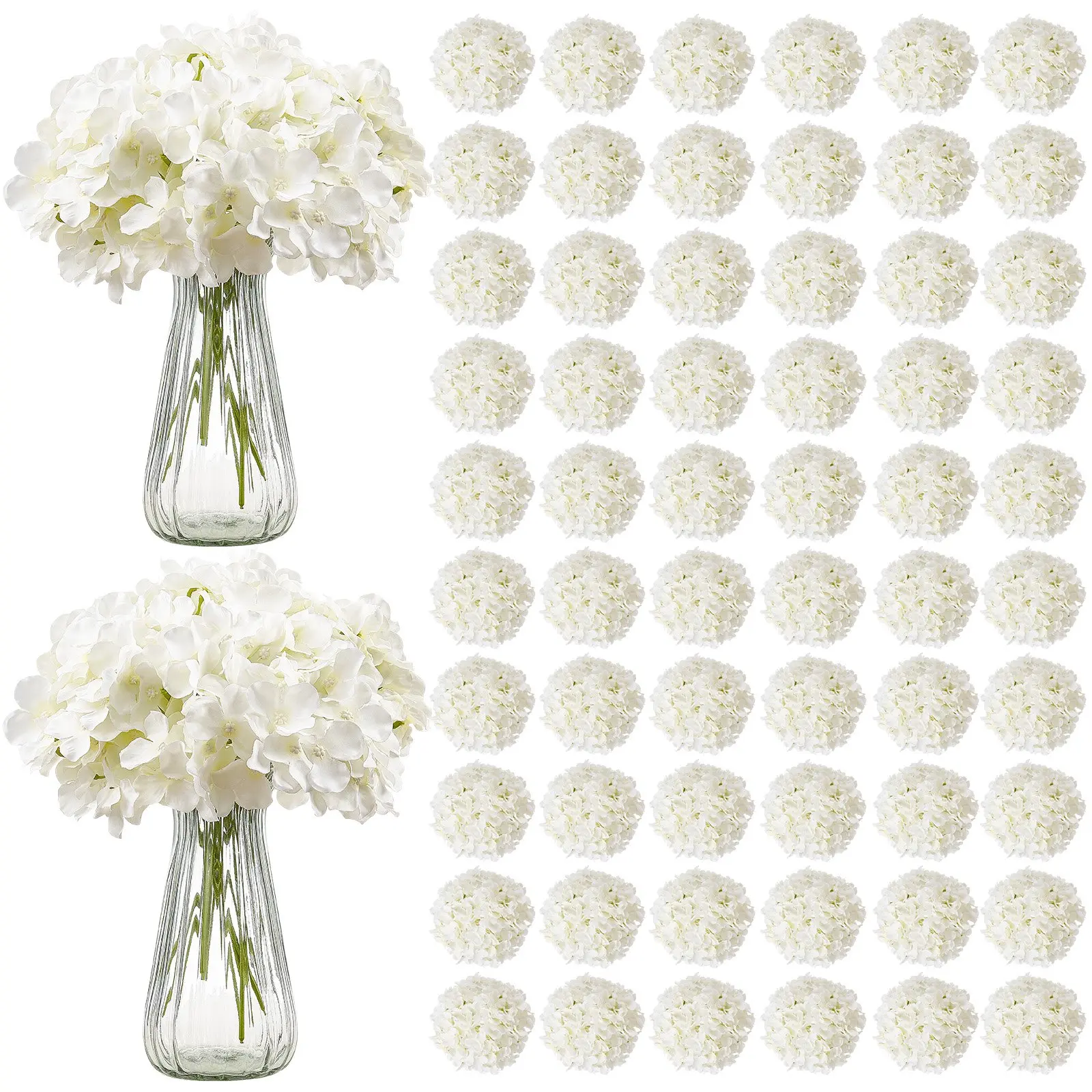VEVOR 205-Piece Realistic White Silk Fabric Decorative Flowers Bulk with Stems, Flower Arrangement Supplies for Bridal Bouquet, Party Decor, Home Centerpieces, Floral Decor