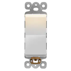 LIDER 15A Decorator Rocker Light Switch with Lighted Paddle, Illuminated LED Light Paddle Switch, Single-Pole, 3-Wire