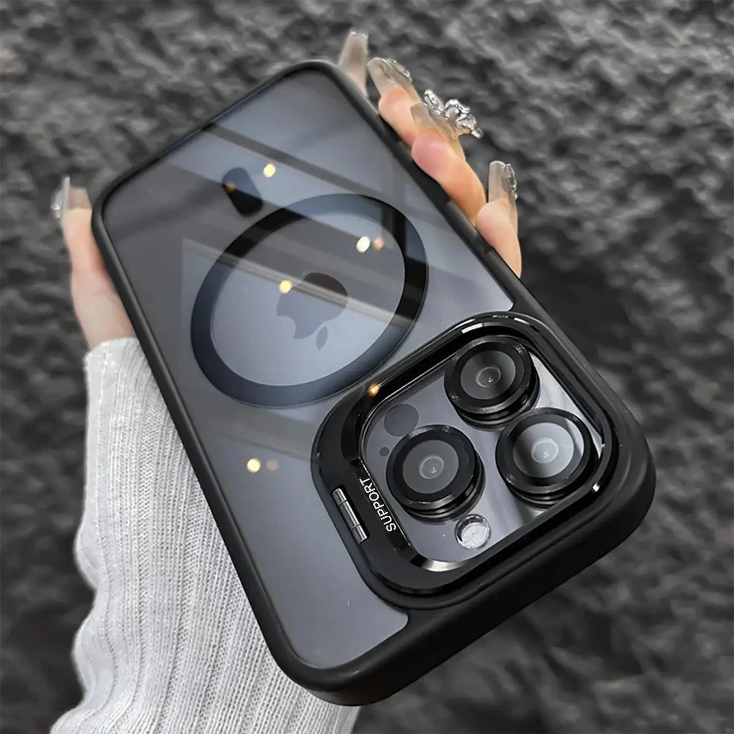 For iPhone 17 Pro Max 17 Air 12 13 14 15 16 Case, Compatible with MagSafe, Built-in Camera Ring Stand, Camera Lens Protector, Military-Grade Protection, Magnetic Phone Case for iPhone 16 15 14 Plus, Clear Kickstand Case
