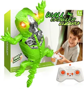 Wall Crawler Gecko Toys Rechargeable Remote Control Lizard Dual Mode Floor Wall Driving 360°Rotating RC Stunt Robot with LED Eyes Realistic Reptile Toy for Kids Ages 3-12 indoraptor figure action