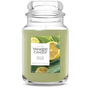 Yankee Candle Sage & Citrus Scented Candle, 22oz Large Jar with up to 150 Hour Burn Time, Great for gifting, Birthdays