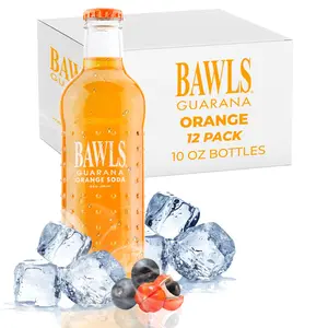 BAWLS Guarana Mandarin Orange, BAWLS Guarana Drink, Guarana Soda, Guarana Fueled Soda for Energy, High Energy Caffeinated Drink, 10oz 12 Pack Glass Bottles Beverage
