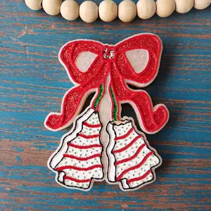 Christmas Snack Cake Cherries Festive ribbon bow with the festive snack cake cherry