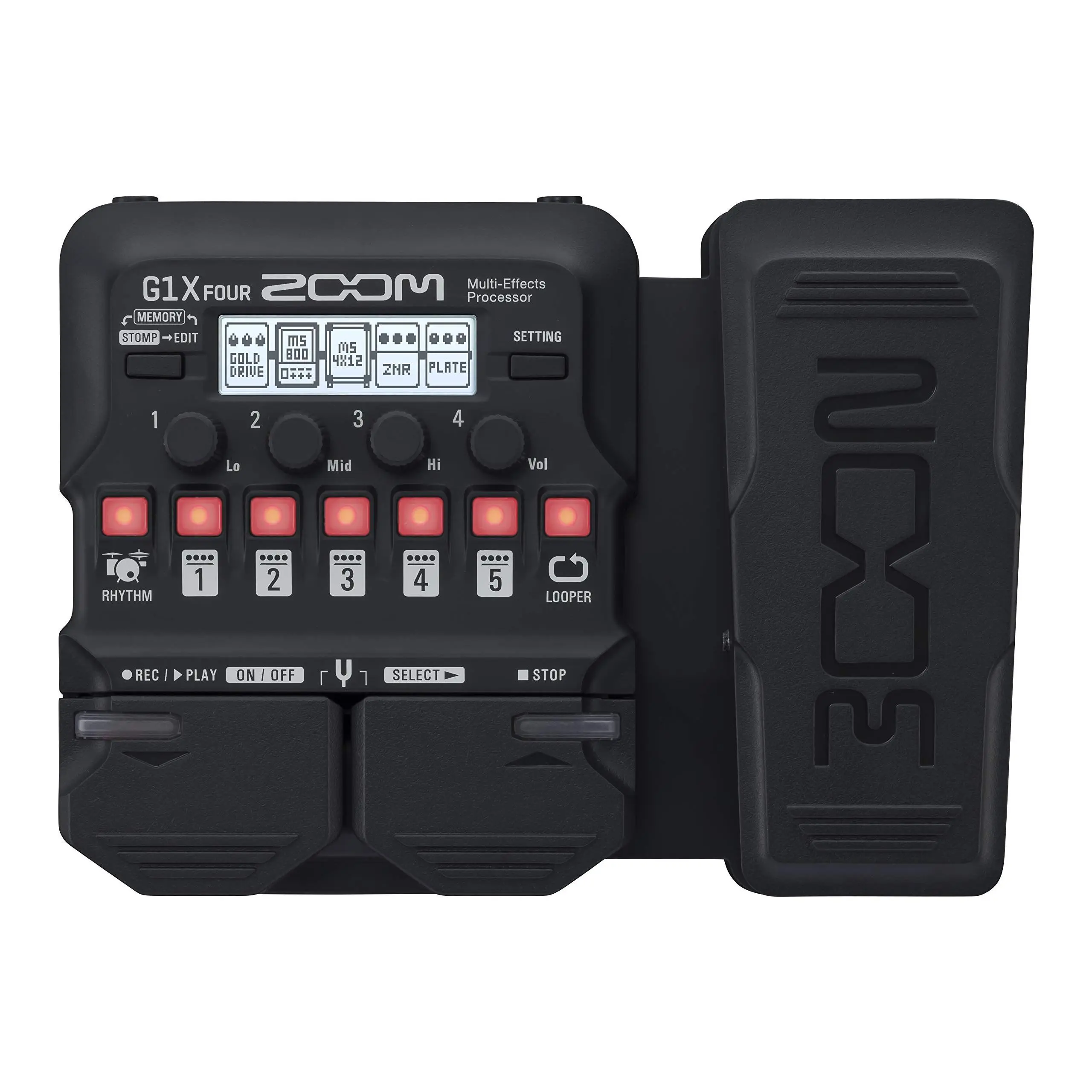 Zoom G1X FOUR Multi-Effects Processor with Expression Pedal – Portable Guitar Effects Pedal, Expression Control, USB MIDI, Adjustable Pitch, Distortion, Overdrive, Modulation, Delay, Reverb, 18-Hour AA Battery Life, 21.52 oz Lightweight 