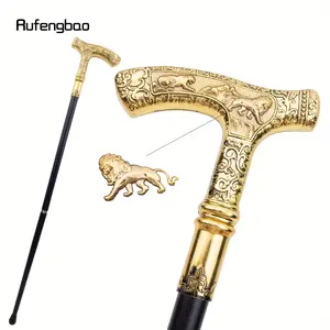 Golden Lion Luxury Pattern Stick Party Fashion Elegant Stick Decorative Cospaly Cane Knob Crosier 89cm Party Accessories Party Props Party Supplies