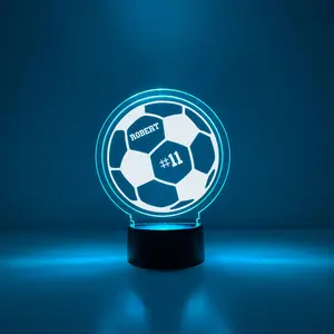 Personalized Soccer 3D LED Display – Custom Name & Number | Multiple Color Sports Display w/Remote, Gift for Soccer Player, Teen Room, Bedroom, Desk Décor