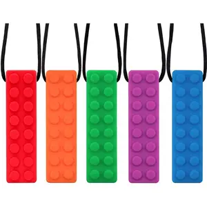 Sensory Chew Necklaces, 5 Pack Bundle Colorful Chew Necklaces for Sensory Kids, Perfectly Textured Silicone Chew Toys for ADHD, Autism, Biting, Needs, Oral Motor, BPA Free
