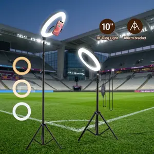 10" Selfie Ring Light with 71" Adjustable Tripod and Phone Holder – Upgraded Dimmable LED for Live Stream, Makeup, TikTok, YouTube, Zoom, Photography, March Madness, World Cup