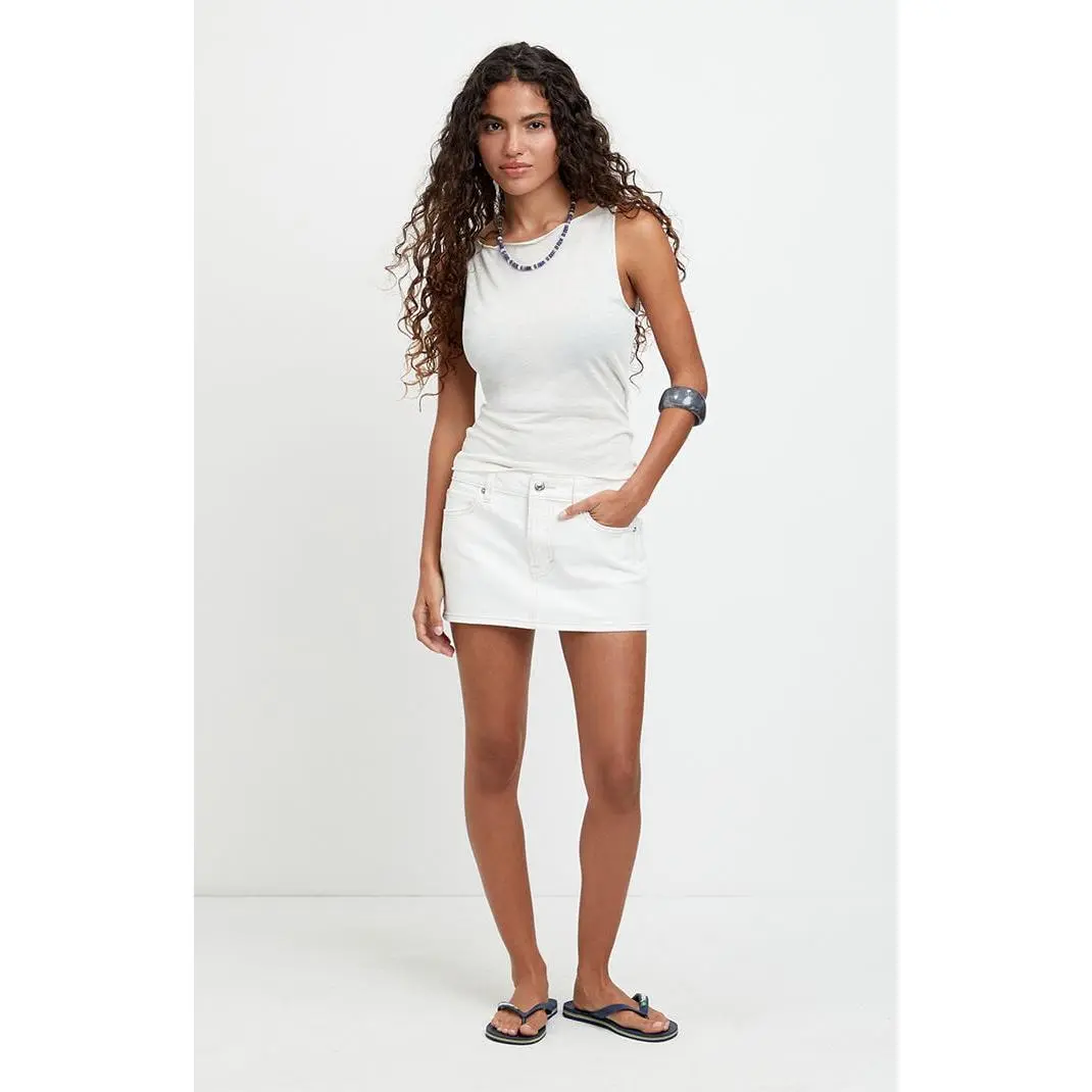 Pacsun Women's Piper Stretch White Jean Micro Mini Skirt - Multicolor