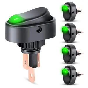 Nilight 5Pcs 12V 30A Round Toggle LED Switch with Green LED Indicator