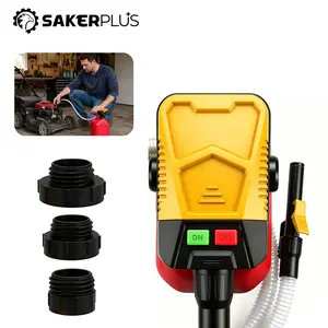 Sakerplus Battery Powered Fuel Transfer Pump with Auto-Stop, Portable Electric Gas Can Pump with 3 Adapters, 2.4 GPM High Flow Automatic Shut-Off Liquid Transfer Pump for Gasoline, Diesel, Kerosene