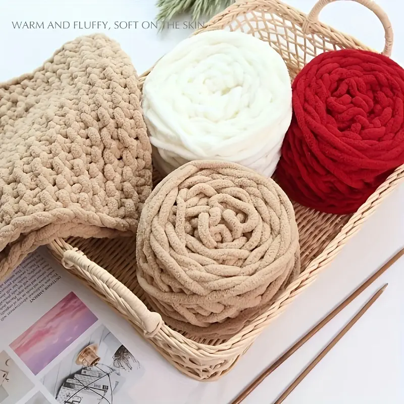 3 Bundles of Thick Yarn Single Strand DIY Braided Yarn Ball Hook Needle Slippers Yarn Self-Woven Yarn Ball One Bundle About 147ft DIY Braided Yarn Ball