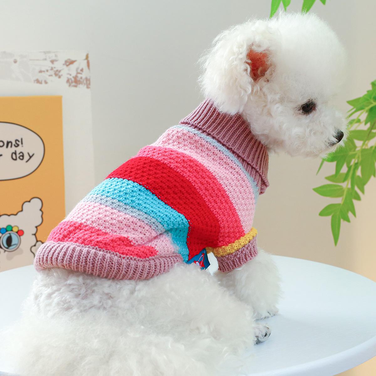Pet Ring Comfortable Color Stripes Colorful Sweater