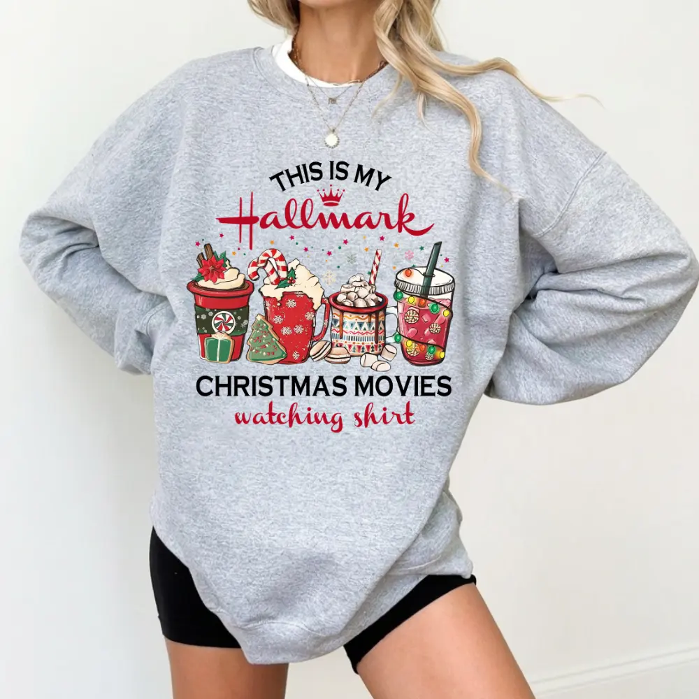 This Is My Movie Watching Sweatshirt, perfect Christmas movies shirt for holiday spirit. Cute Xmas makes a cozy and festive gift for her.