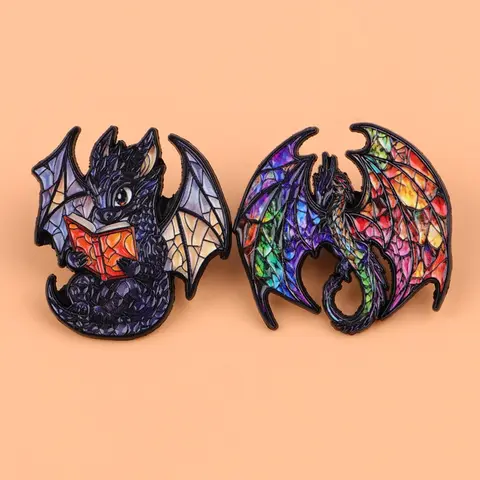 2pcs/set Vintage Colorful Dragon Brooch, Y2K Punk Style Fashion Accessories, Fashion Lapel Pin, Brooch Pin Clip, Alloy Brooch Pin, Trendy Pins for Women&Men,Cute Gifts for Her, Drop Set Pins