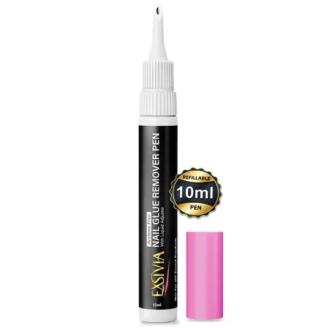 EXSIVIA Nail Glue Remover Pen 10ml Refillable Acetone Free Precision Nozzle with Cuticle Pusher Safely Removes Press On Nails & Glue Gentle on Natural Nails Odorless Formula,halloween nails