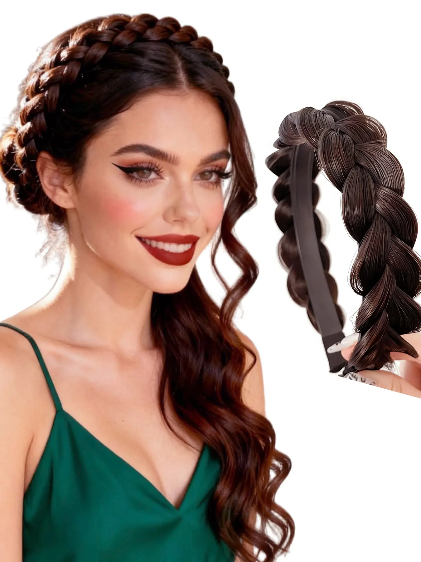 Non-Slip Plush Fishbone Weave Hairband, Elegant Braided Fake Hair Headband, Simple Anti-Slip Solid Color Hair Accessory for Parties, Anti Fall Hairband