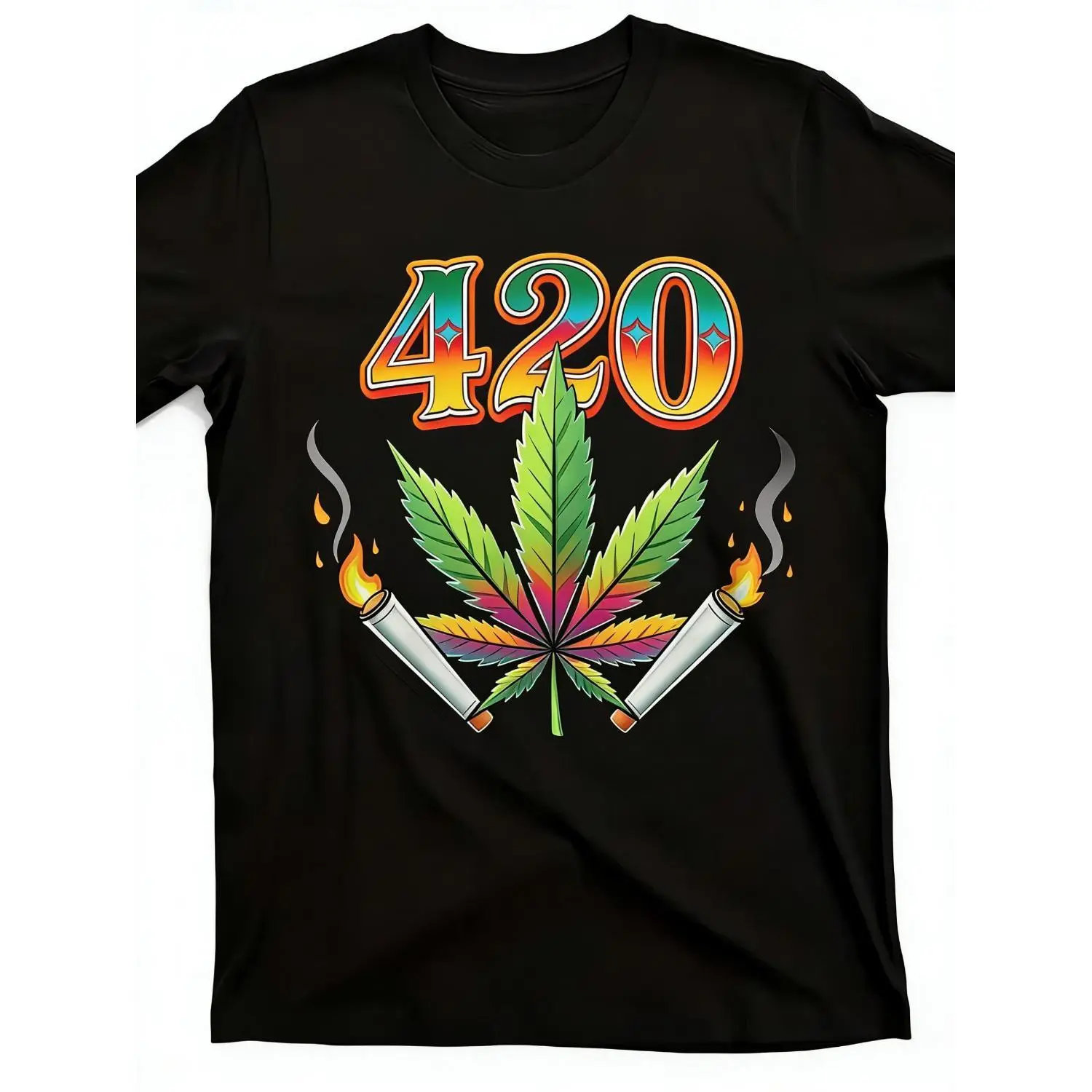 Mens 420 TShirt Featuring Cannabis Leaf and 420 Print Breathable Crewneck Casual Stoner Attire for 420 Pharmacy Inspired Street Style