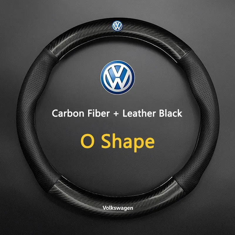 Carbon Fiber Car Steering Wheel Cover Interior for Volkswagen Vw Gti Scirocco Polo Passat Golf Tiguan Jetta T-Roc Beetle T-Roc ID.3 ID.4 Jetta T-Cross