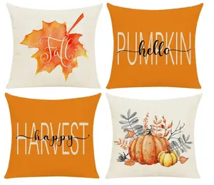 Fall Christmas Pillow Covers 18x18 Set of 4, Decor Throw Pillow Covers Cushion Case for Home Farmhouse Couch Decorations (Fall Pillow Cover)