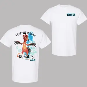 Surf's Up Chicken Joe T-Shirt, I Can Feel It in My Nuggets Chicken Joe 2 Sided, Graphic Tee, Casual T-shirt, Surf's Up Tee Cotton Printed, Unisex Cotton Tee