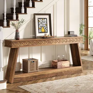 Spaco Farmhouse Console Table 70.8" with Storage & 2-Tier Shelf | Extra Long Entryway Sofa Table for Hallway, Living Room & Entrance