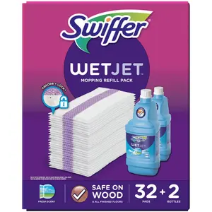 Swiffer Wetjet Mopping Refill Pack (32 Refill Pads + 2 Bottles of Cleaner, 1.25 L ea.)