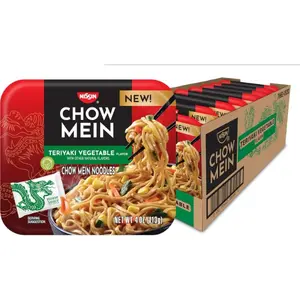 Nissin Halal Savory Teriyaki Instant Vegetable Chow Mein Asian Noodles - 10g High Protein, 4 oz, Pack of 8, Ambient Pantry Cupboard Snacks