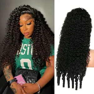 Bling Hair 180% Density Burmese Curly Human Hair Wigs 13x6 HD Transparent Lace Frontal Wig with Spiral End Natural Black Color Wig For Black Women