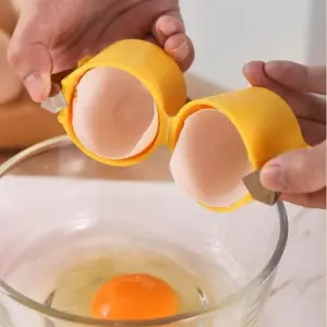 Egg Shell Opener, Egg Shell Opener for Hard Boiled Eggs, Egg Cracker Tool, Hard Boiled Egg Peeler, Egg Cracker Tool for Eggs Kitchen Gadgets Egg Cracking Tool (2 PCS-Yellow+orange)