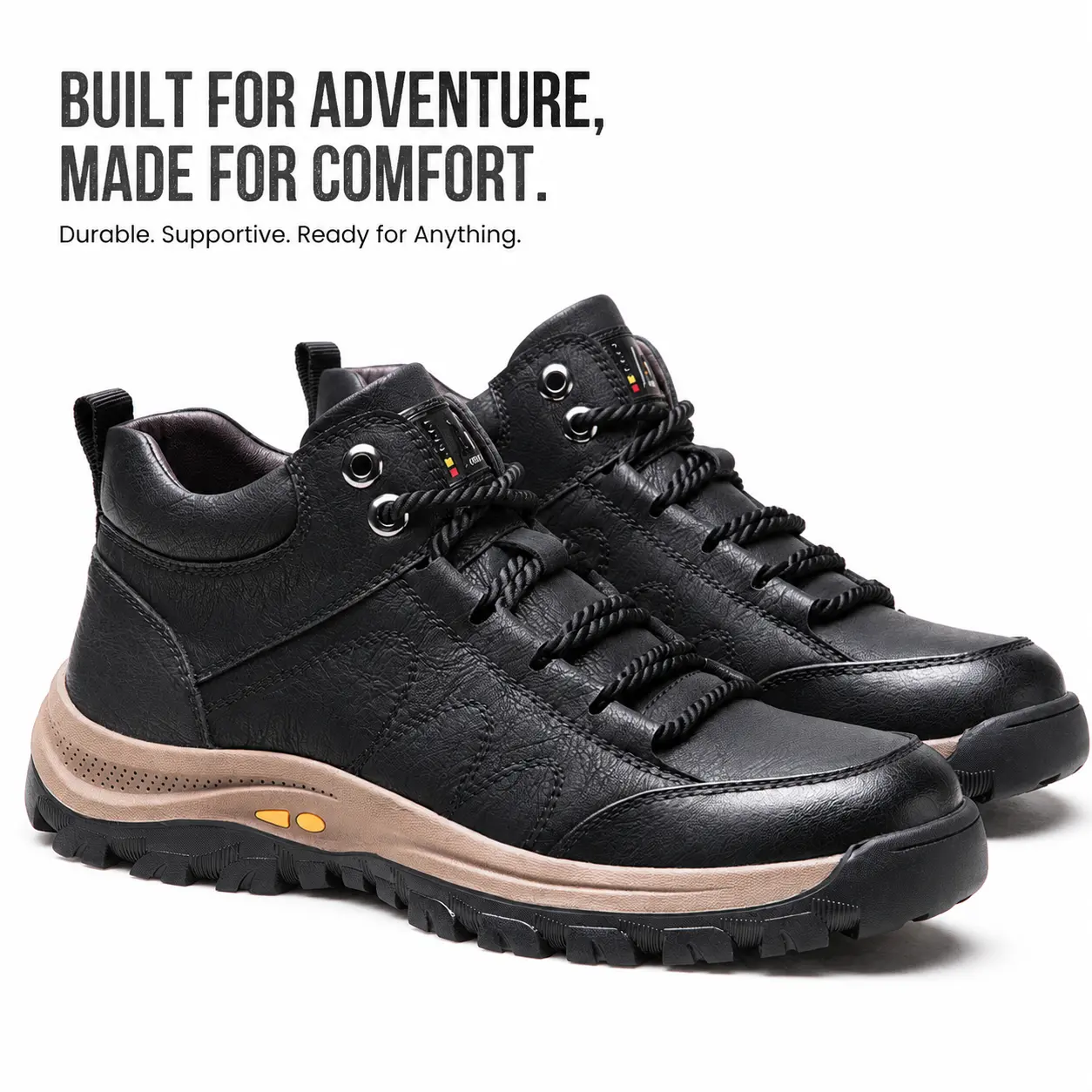 YANXIANSHOES Men's Rugged High-Top PU Leather Boots, Casual Walking Shoes for Urban Streetwear and Outdoor Training, Footwear, Closed, Synthetic, Ankle