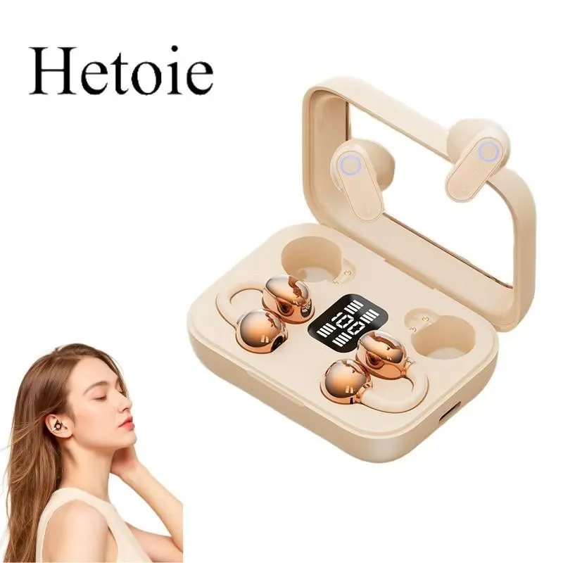 Hetoie 2026 Open-Back Bluetooth-compatible Earbuds, Wireless Audio Headphones with Clear Mic, Type-C Fast Charging, Chargeable, Comfortable All-Day Wear