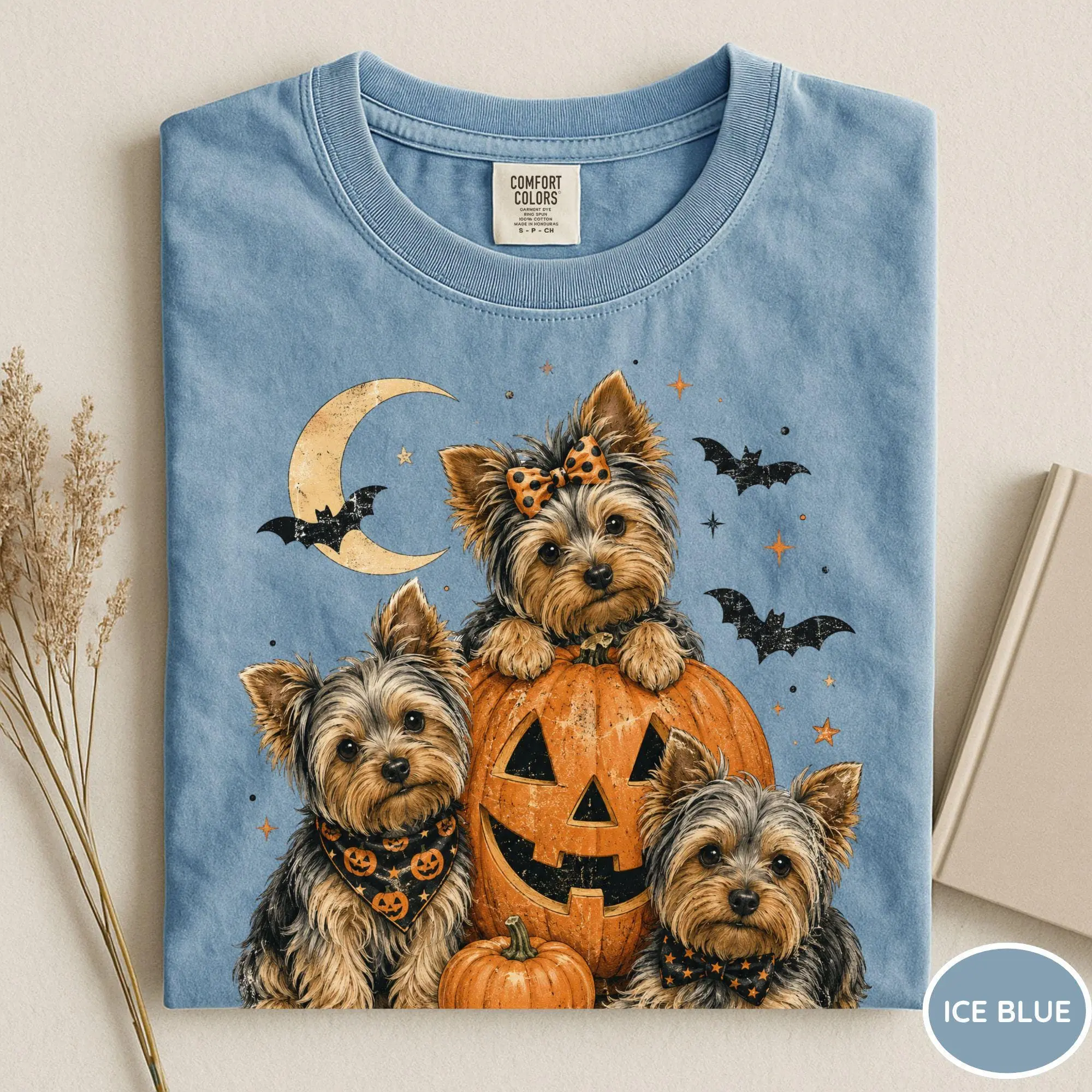 Comfort Colors Halloween Yorkie Shirt, Cute Yorkshire Terrier Pumpkin Tee, cute Dog Lover Gift