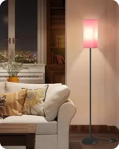 Floor Lamp, Pole with Foot Switch, Modern Standing Lamp Shade, Minimalist Freestanding Lamp (Bulb Not Included), for Living Room, Bedroom Office ETL Listed, Black and Pink