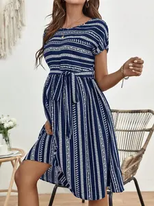 DAISY x Maternity Ditsy Floral Print Belted Dress