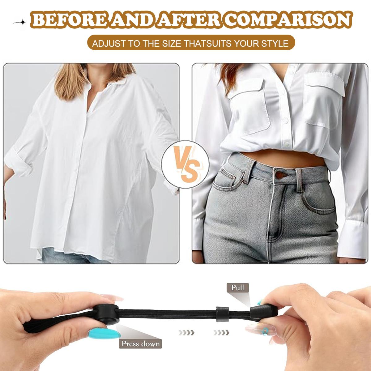 4/2 Pcs Adjustable Shirt Tuck Band for Women & Men, Portable Crop Tuck Belt - Elastic Waist Band to Change The Style & Secure Sweaters & Tops, and Shirts for a Hassle-Free Look Fashion Tool