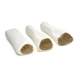 5-6 Inch Beef Filled Dog Bones - Mental Stimulation & Fun - Natural Brazilian Beef - 100% Grass-Fed - Pack of 3 - Perfect for Large Dogs - No Hormones or Artificial Ingredients