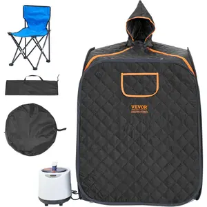 VEVOR Portable Personal Steam Sauna Spa Tent with 1200 Watt Steam Generator, with Chair & Storage Bag, Home Therapeutic Sauna Blanket for Detox Relaxation, Time & Temperature Remote Control, Black