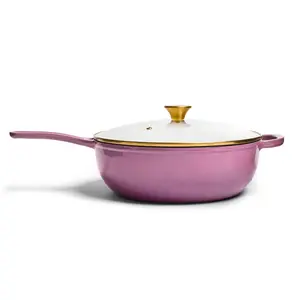 6.2 qt Chef’s Pan with Lid – Chef Joe Sasto Exclusive - Enameled Cast Iron Cookware with Tempered Glass Lid - Great for Slow Cooking, Baking Sourdough Bread, Casseroles, Soups, Chili and More - Oven Safe Up to 500F - by Larder & Vine